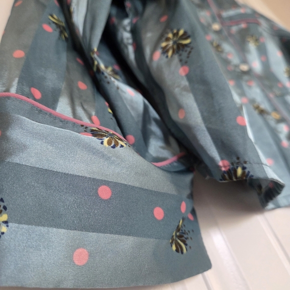 Free People Intimately Pajama Party Sleep Satin PJ Top in Hazy Blue Size Small - Picture 4 of 14